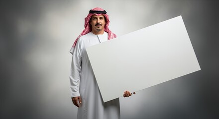 Arab Man Holding a Blank Sign,  Advertising,  Marketing,  Business,  Communication