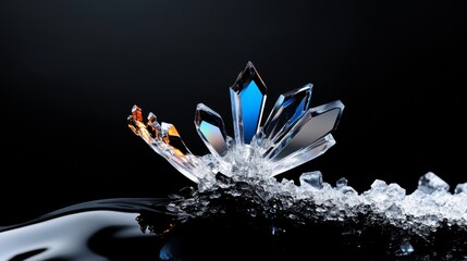 Extreme close-up of crystalline tower textures revealing sharp geometric facets in sparkling detail