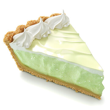Slice of Key Lime Pie with Whipped Cream Topping