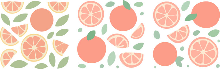 Fresh Grapefruit Slices and Whole Fruits Pattern 2.