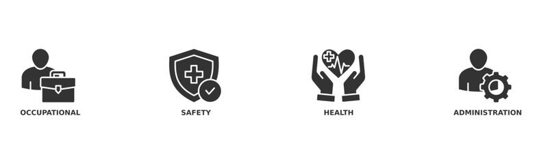 OSHA banner web icon vector illustration concept for occupational safety and health administration with an icon of worker, protection, healthcare, and procedure