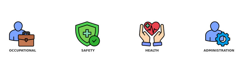 OSHA banner web icon vector illustration concept for occupational safety and health administration with an icon of worker, protection, healthcare, and procedure