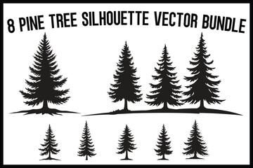 Obraz premium 8 Pine Tree Silhouette Bundle