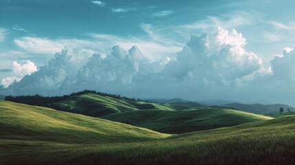 Obraz premium panoramic landscape of green fields for background