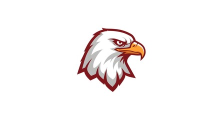 Stylized minimalist eagle head in red and white colors 2