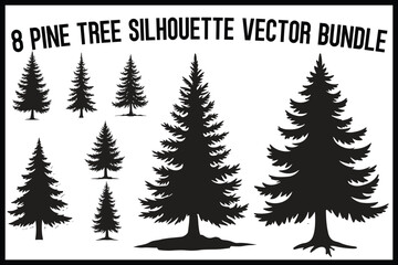 Obraz premium 8 Pine Tree Silhouette Bundle