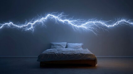 Electric lightning above bedroom bed
