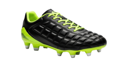 Black and green soccer cleat isolated PNG with Transparent Background