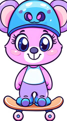 Obraz premium Cute cartoon bear skateboarding