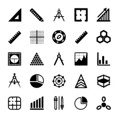 Mathematics and Geometry Icons – Ruler, Compass, Triangle, Graph, Pie Chart – Chalkboard-Style Vector Pack for Classroom Decor, Educational Materials, and Math Infographics