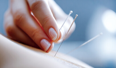Traditional Chinese Acupuncture Treatment for Stress Relief, Close Up of Needles, Holistic Healing Concept, Wellness and Energy Healing, Alternative Medicine