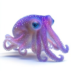 Obraz premium Purple octopus or cuttlefish on a white background. Generative AI