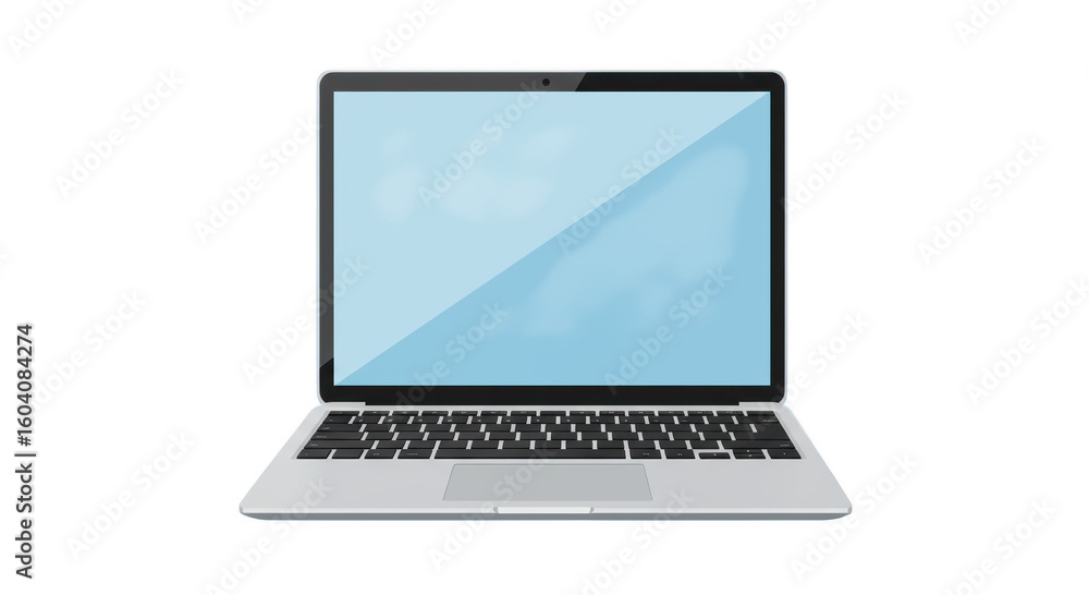 Fototapete Modern laptop computer open display isolated on transparent background