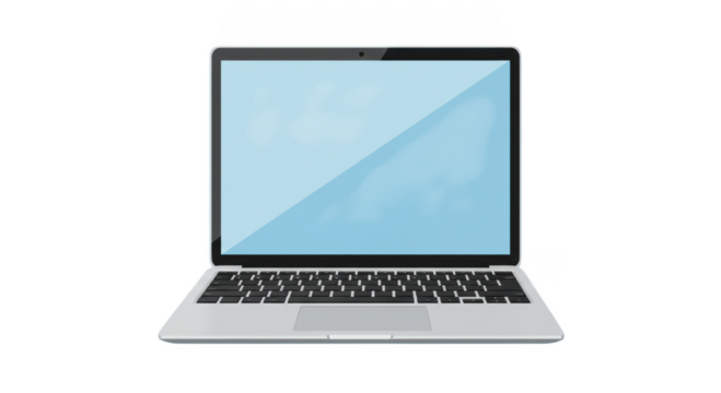 Modern laptop computer open display isolated on transparent background - Powered by Adobe