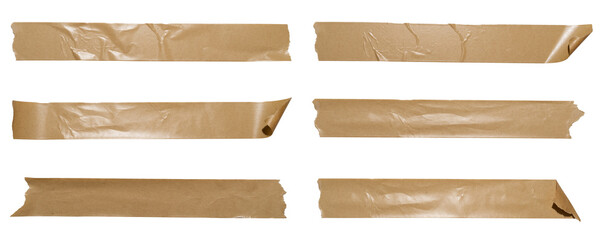 Set of brown banners paper stickers sheets, Copy space for text preview tags labels elements design, isolated on white background, png