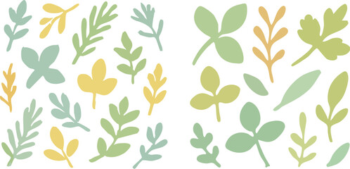 Pastel Green and Yellow Leaf Pattern Design.