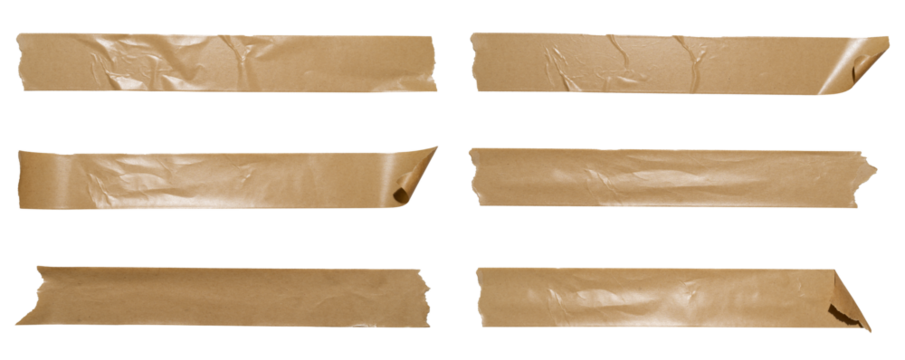 Set of brown banners paper stickers sheets, Copy space for text preview tags labels elements design, isolated on white background, png