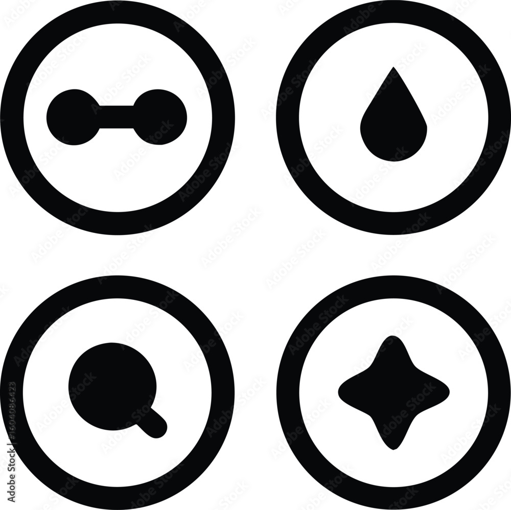 Poster four distinct slider control icons interface graphic