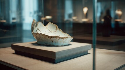 Ceramic bowl displayed in museum exhibit