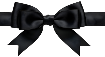 Elegant Black Ribbon Bow:  A Detailed 3D Render with Transparent Background, Perfect for Design Projects