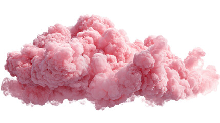 Fluffy pink smoke cloud on a white isolated background.