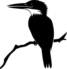 Kingfisher bird black silhouette vector art