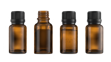 Soothing aromatherapy,four essential oil bottles for relaxation and wellness.