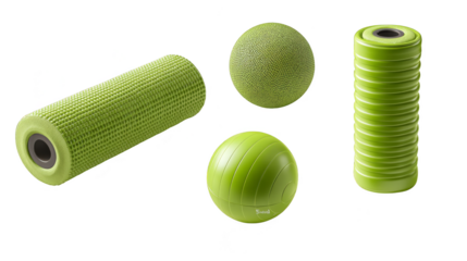Green Fitness Tools: Foam Rollers and Massage Balls for Muscle Recovery.