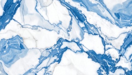 Fototapeta premium White marble texture with flowing blue veins in an intricate, polished stone surface