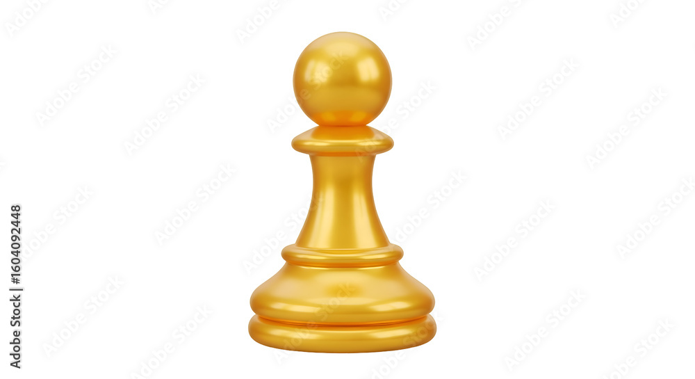 Poster golden chess piece design: creating a 3d model with transparent background, strategy game asset, dig