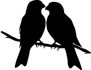 Lovebirds sitting black silhouette vector image