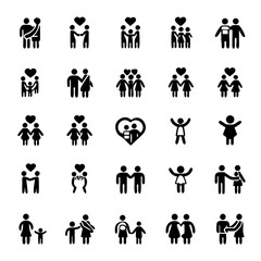 Family and Relationship Icons – Parents, Kids, Grandparents, Hugging, Holding Hands – Heartwarming Vector Set for Social Media, Parenting Blogs, and Family-Themed Marketing