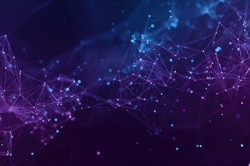 Abstract network of glowing points and lines in purple and blue
