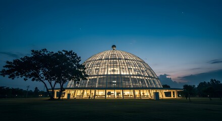 Obraz premium Illuminated Dome Structure at Dusk