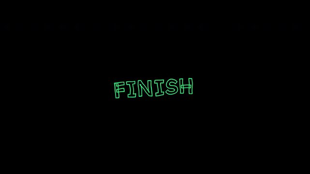 Finish The End green outline text wiggle animation, stylish final message for glitchy scenes, retro titles, or epic video endings in cool design.