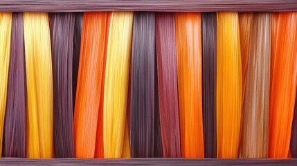 Abstract Unique Macro Image Concept. Colorful Strands of Hair Texture in Vibrant Tones of Yellow, Orange, Brown, and Purple