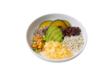 Vibrant Food Bowl: A fresh and balanced bowl featuring a colorful array of healthy ingredients, offering a delicious and nutritious meal.