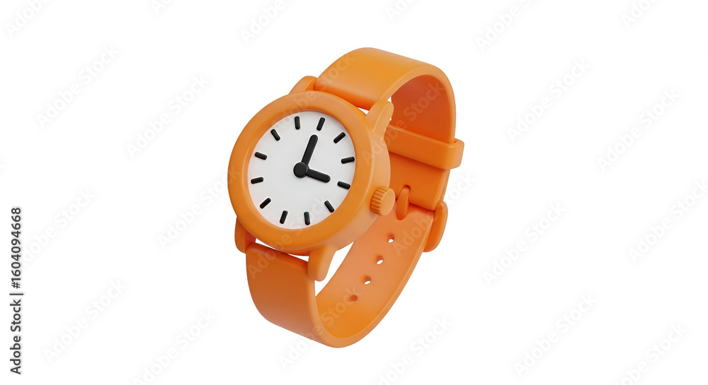 Poster create stylish orange wristwatch with transparent background; design 3d model for beginners