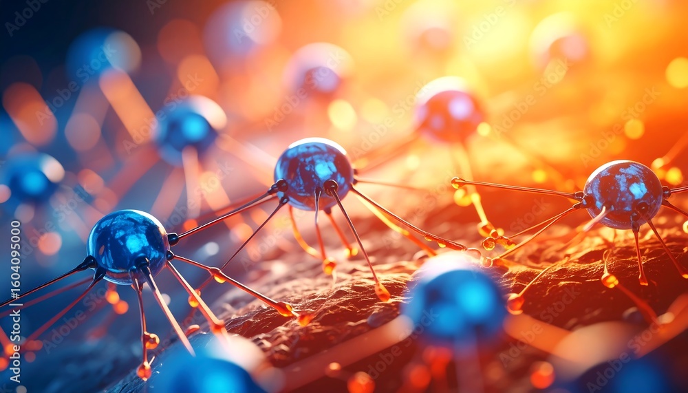 Poster exploring the microscopic world: a close up view of molecular structure and connections