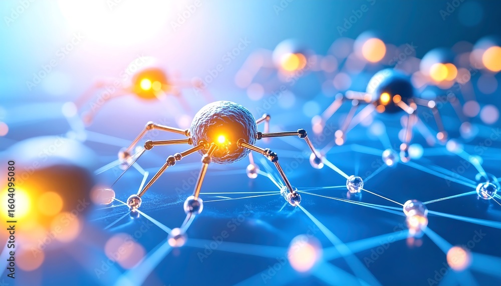 Poster abstract network technology background, ai neural network, data connection, spider bots