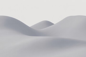 Abstract landscape of soft white rolling hills for minimalist modern background and serene conceptual visualizations with calm gradient