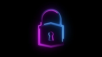 A neon lock icon glows vividly, pulses with light, and animates with a smooth locking motion, symbolizing security with a sleek, futuristic, and visually engaging effect.
 - Powered by Adobe
