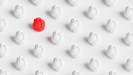 abstract background wallpaper, 3d rendering of red fabric knot on white background