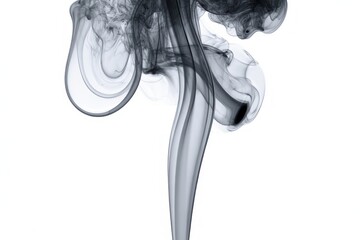 Abstract smoke trails against a white backdrop creating a mesmerizing visual effect for graphic design projects and artistic compositions