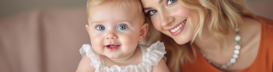 Loving mother and baby girl share a joyful moment.