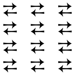 A seamless pattern of horizontal black arrow icons indicating back and forth or exchange. This symbol is often used to indicate transfer, exchange, synchronization, navigation, or conversion.