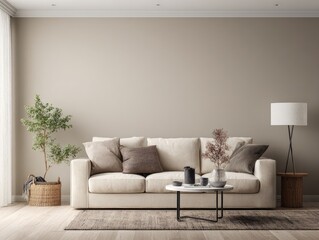 Fototapeta premium Neutral living room interior