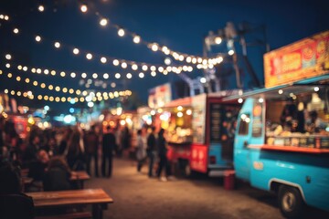 Blurred night food market