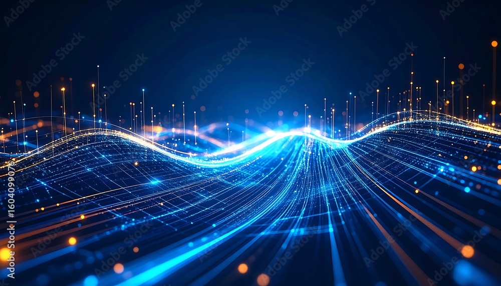Aufkleber Abstract technology background with data stream and digital network connection concept