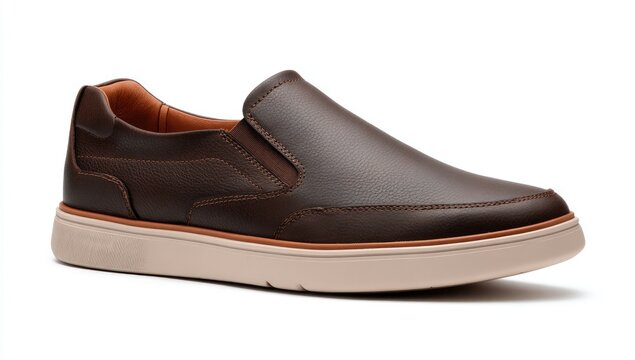 Brown leather slip-on shoes - Powered by Adobe